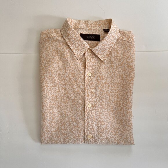 Tasso Elba Mens XXL Short Sleeve Beige Floral Linen Cotton Blend Shirt B… - Picture 11 of 11